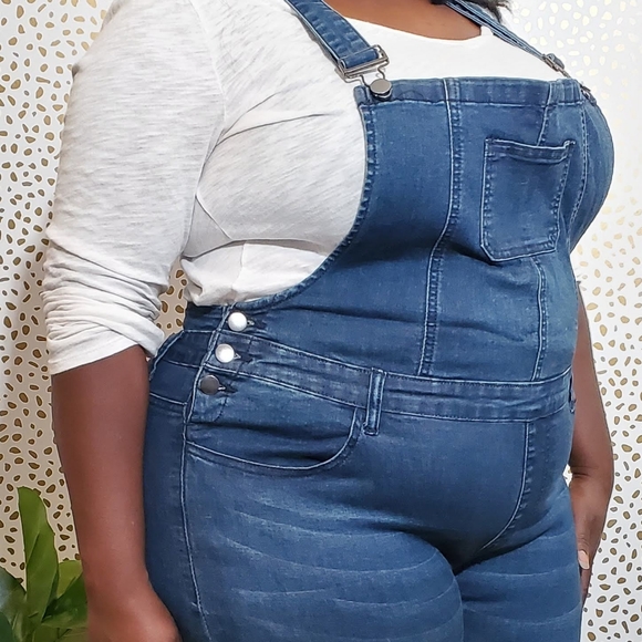 Size XL left only! American Bazi Distressed Denim Skinny Overalls - Picture 3 of 3